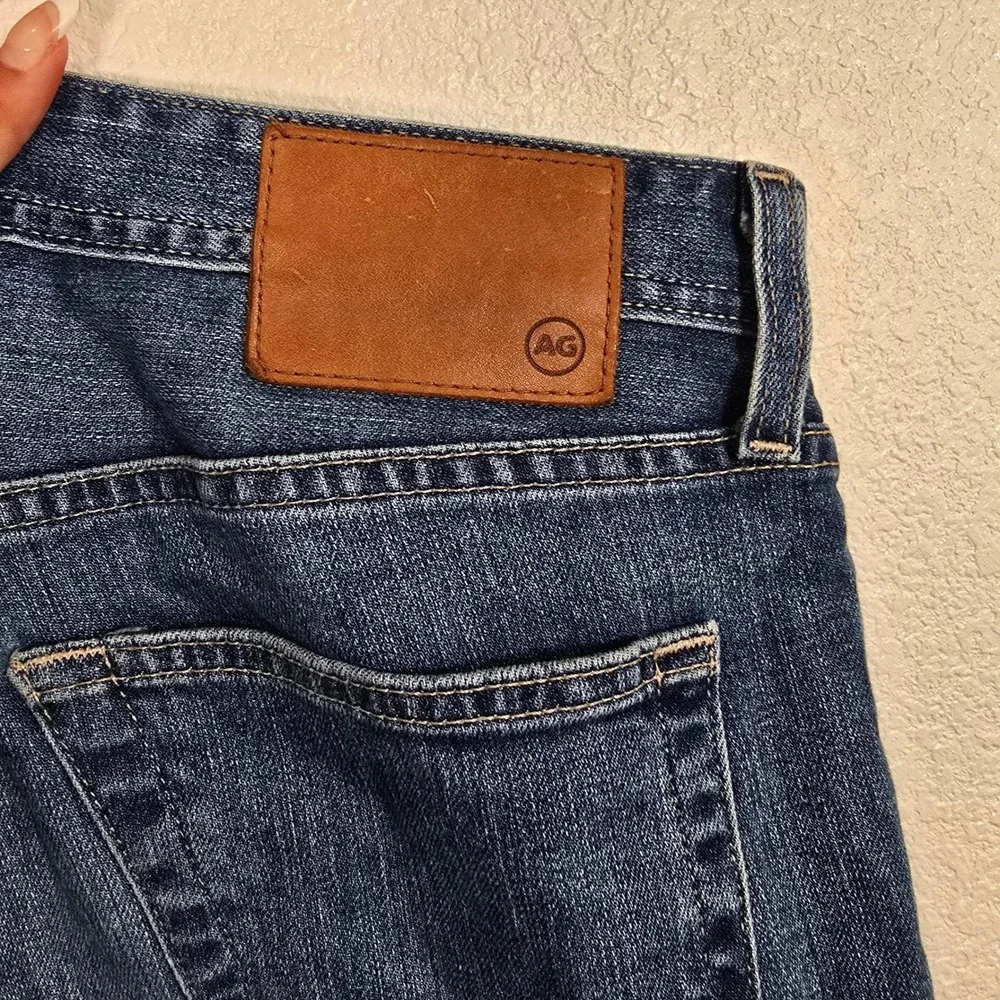 AG Jeans Owens athletic Fit Denim Jeans Distressed Hem Dark Wash 30 ×‎ 32